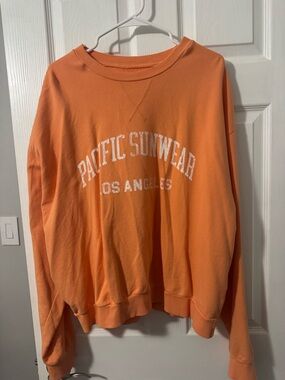 Pacific Sunwear Orange Crewneck with White Logo